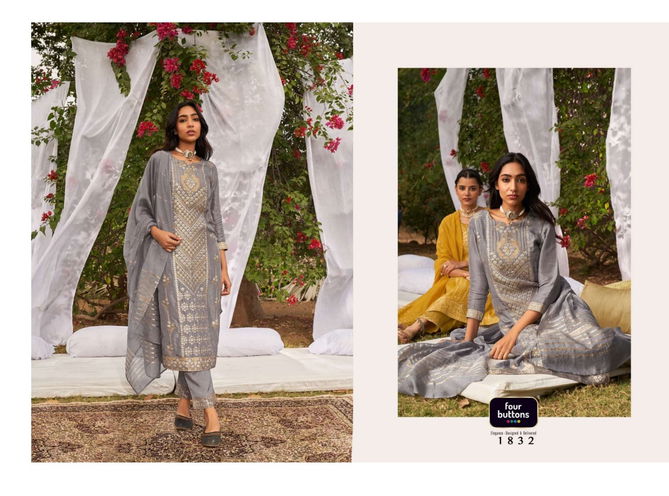 Four Buttons Nazakat 2 New Designer Ethnic Wear Kurti Pant And Dupatta Readymade Collection